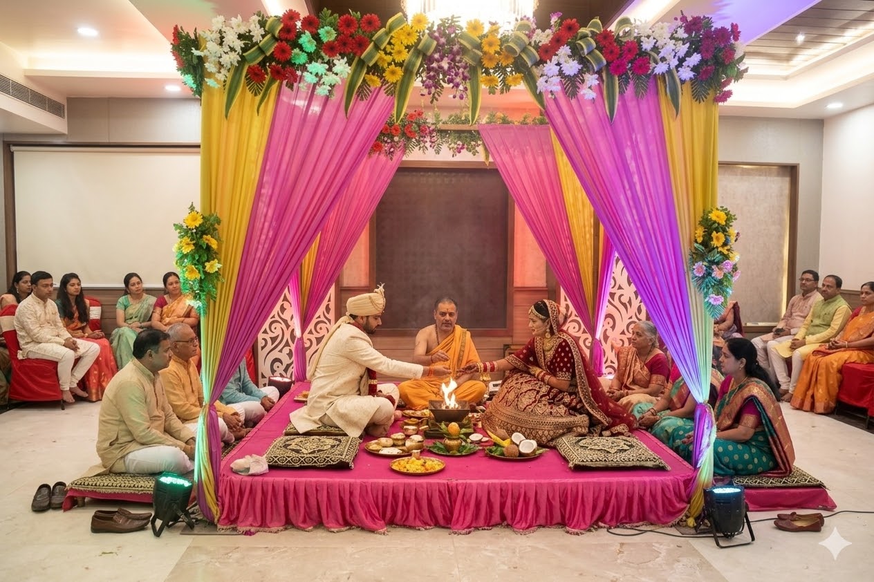 Tulip Hall at Hotel Pushpak Kalpana Square for small parties, birthday events and wedding rituals