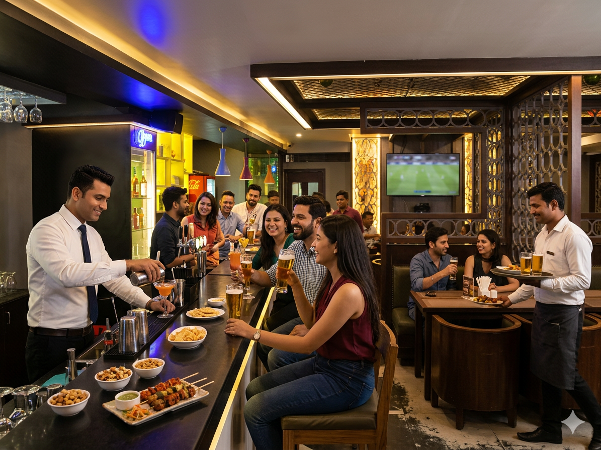 The Rock Sports Bar — young group dining